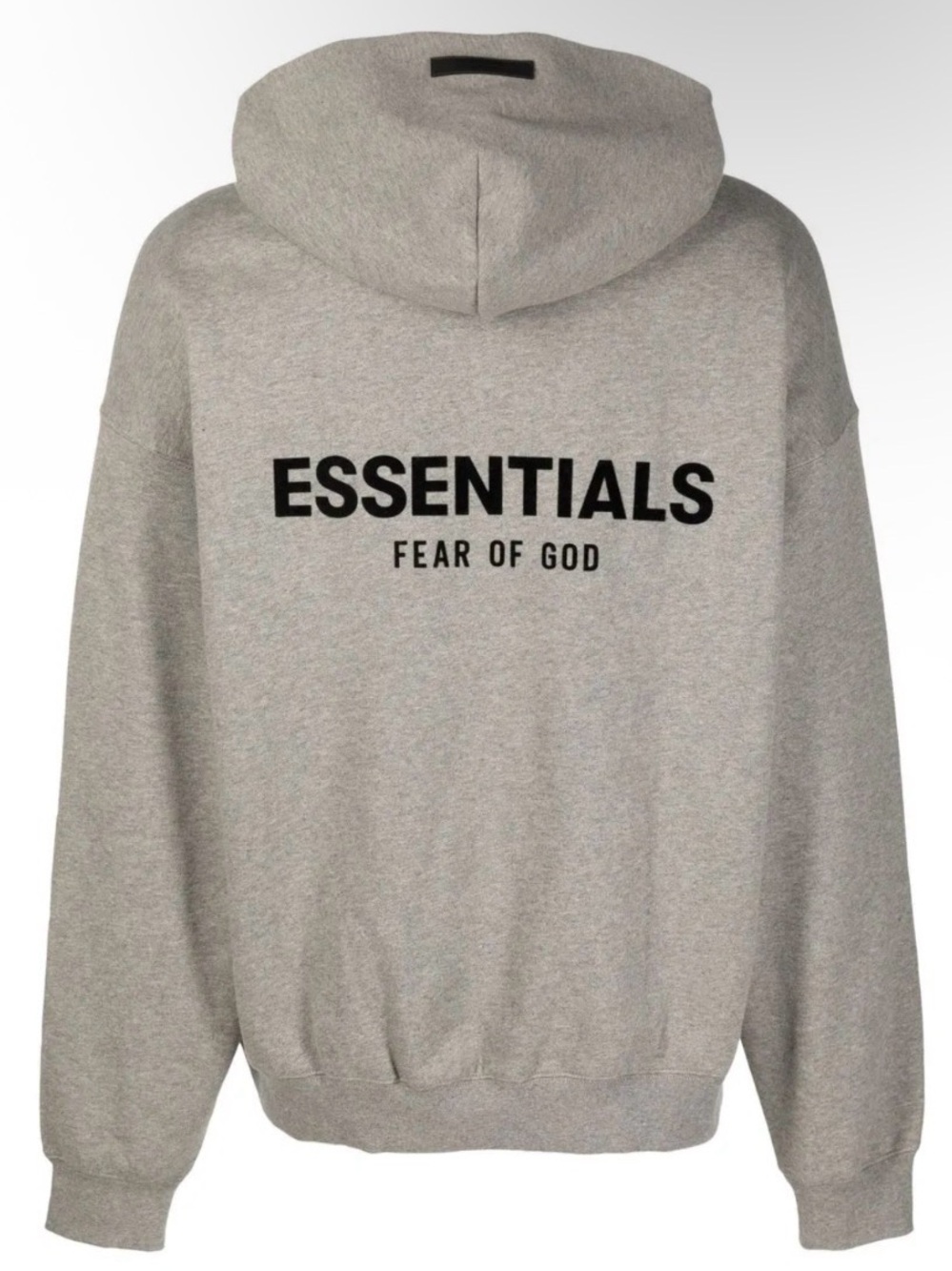 Fear of God Essentials Light Grey Hoodie with Black Logo